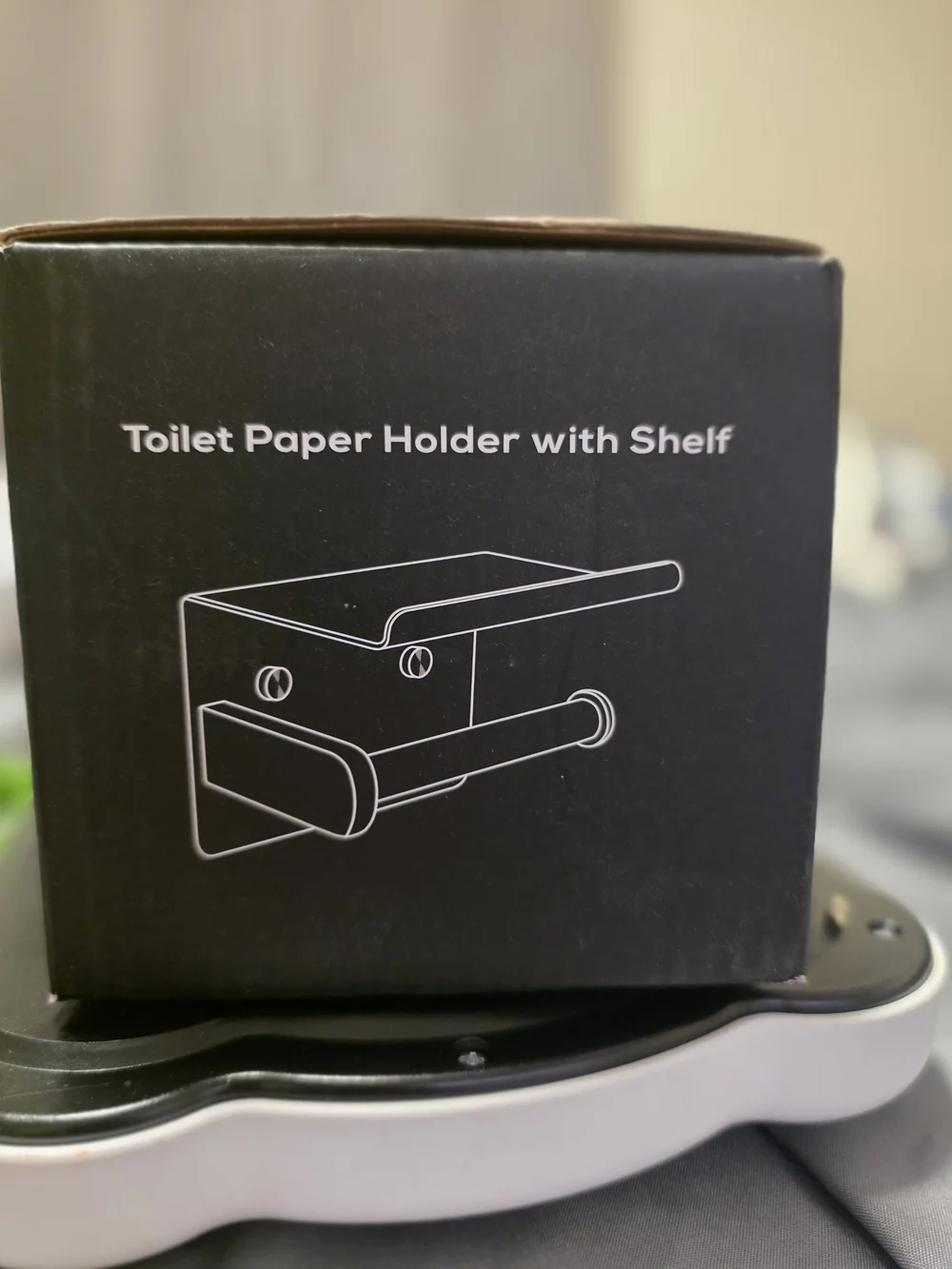 Toilet Paper Holder with Shelf - Black